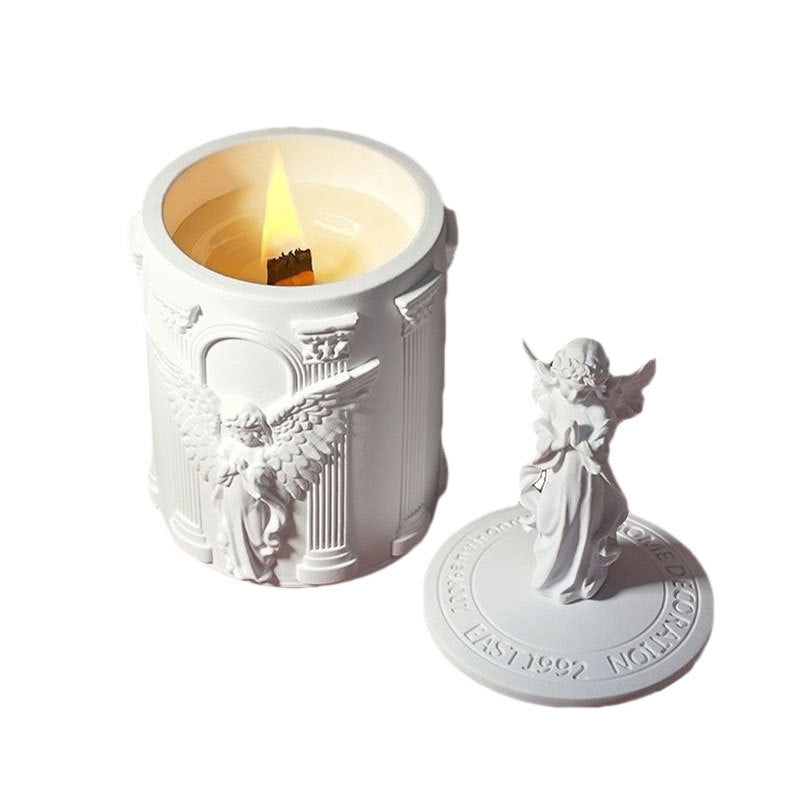 Angel Scented Candle – Handmade Soy Wax Plaster Candle, Elegant Angel Figurine Fragrance Candle for Birthday, Home Décor & Gift Souvenir