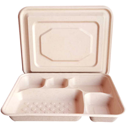 Biodegradable in several Compartment Pulp Meal Boxes – Disposable Food Containers for Takeout, Catering, Fast Food, Salads & Meal Sharing