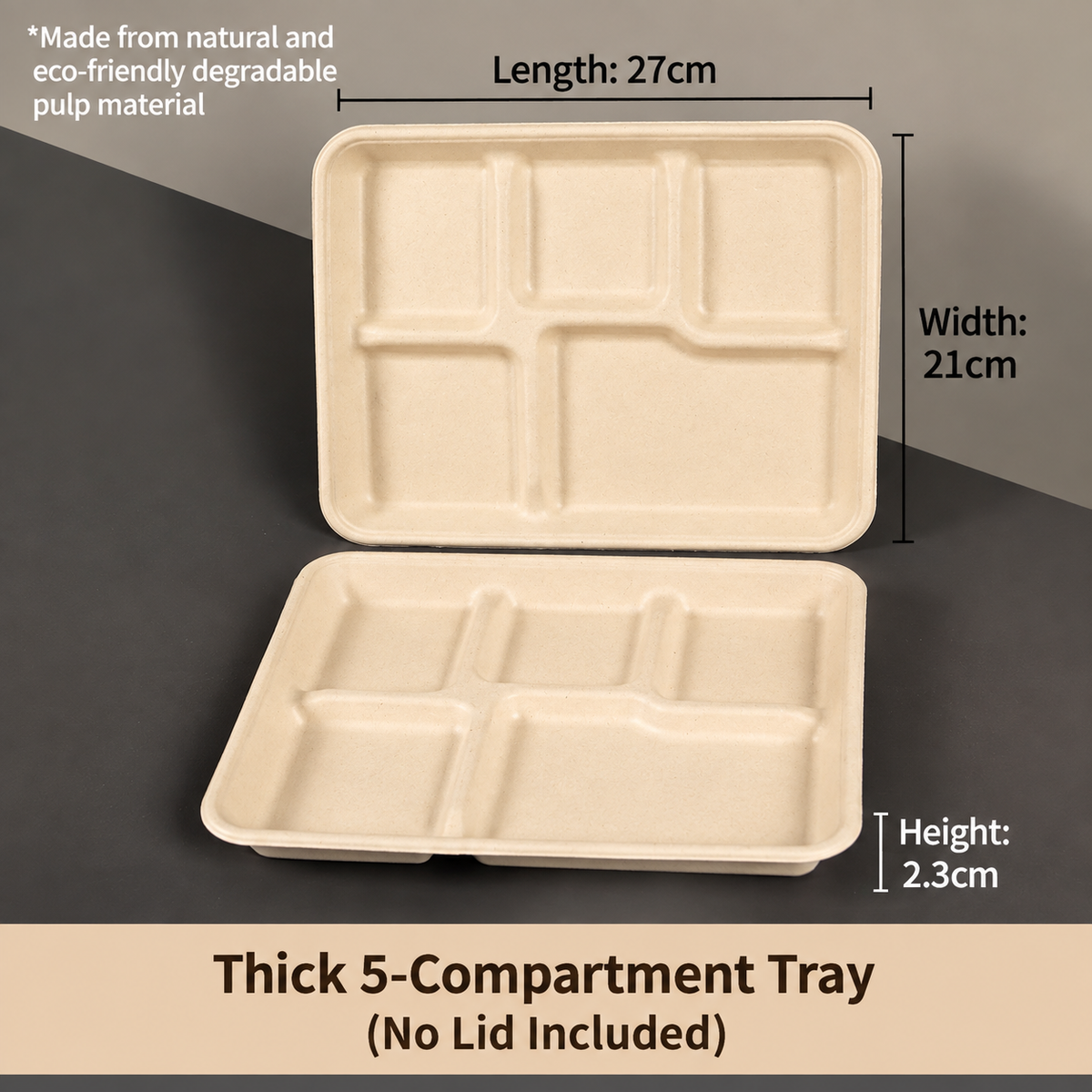 Biodegradable in several Compartment Pulp Meal Boxes – Disposable Food Containers for Takeout, Catering, Fast Food, Salads & Meal Sharing