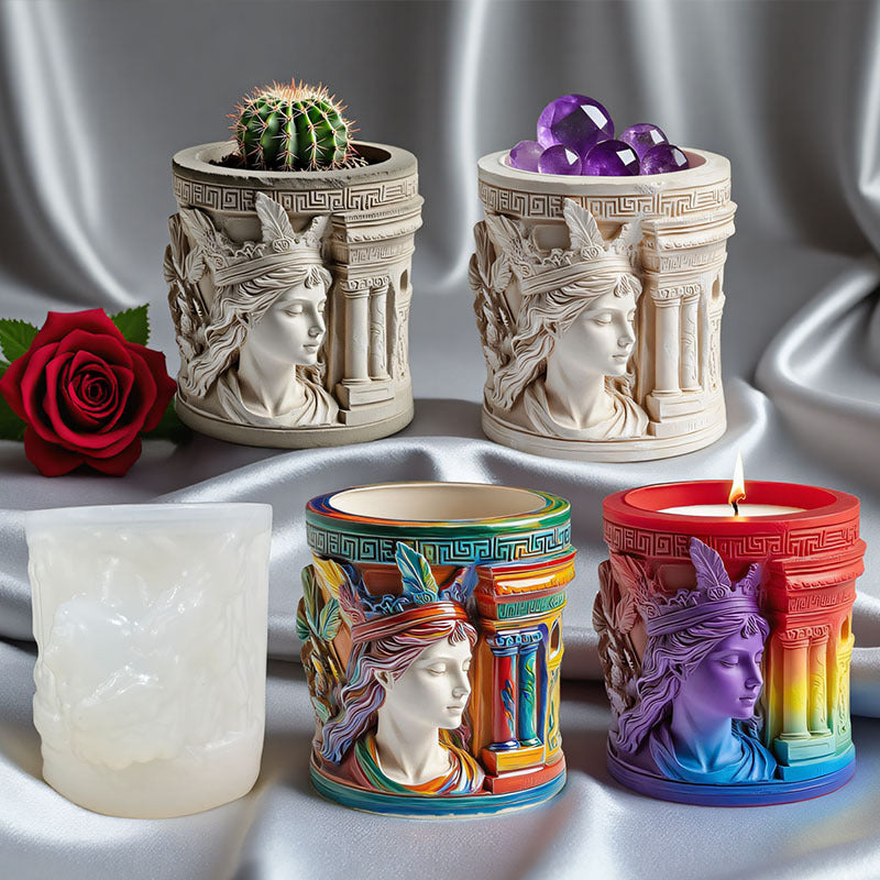 Athena Silicone Mold for Candle & Home Décor – DIY Cement Plaster, Epoxy Resin Storage Cup & Flower Pot Casting Mold