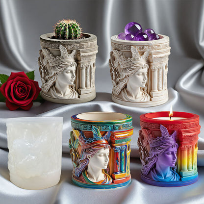 Athena Silicone Mold for Candle & Home Décor – DIY Cement Plaster, Epoxy Resin Storage Cup & Flower Pot Casting Mold