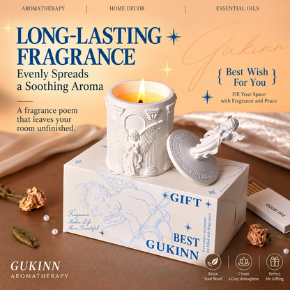 Angel Scented Candle – Handmade Soy Wax Plaster Candle, Elegant Angel Figurine Fragrance Candle for Birthday, Home Décor & Gift Souvenir