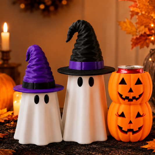 Halloween Ghost Can Holder with Can Opener – Bowknot Ghost Drink Cup Holder with Keychain