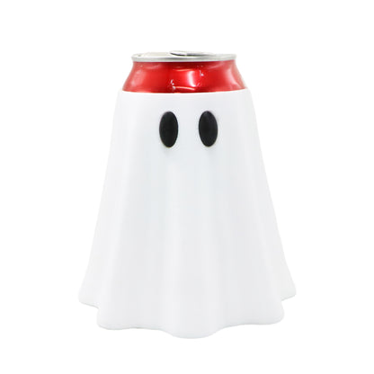 Halloween Ghost Can Holder with Can Opener – Bowknot Ghost Drink Cup Holder with Keychain