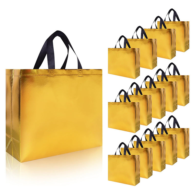 Small Holiday Gift Bag – Colorful Laser Film Non-Woven Twill Bag for Christmas, Parties & Custom Gifts