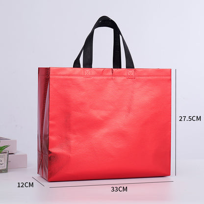 Small Holiday Gift Bag – Colorful Laser Film Non-Woven Twill Bag for Christmas, Parties & Custom Gifts