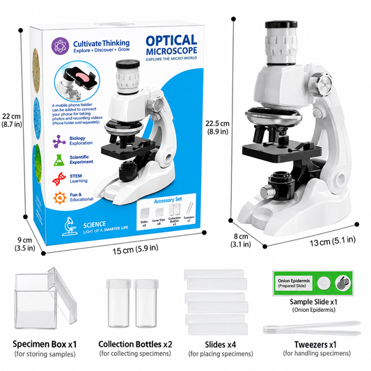 Kids Optical Microscope for Science Experiments – Educational Microscope Toy for Primary & Secondary School Students, Portable STEM Learning Kit with Specimen Slides & Accessories