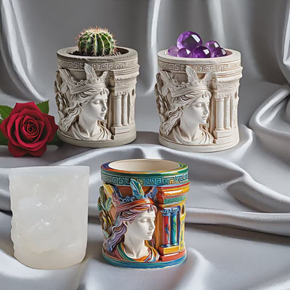 Athena Silicone Mold for Candle & Home Décor – DIY Cement Plaster, Epoxy Resin Storage Cup & Flower Pot Casting Mold
